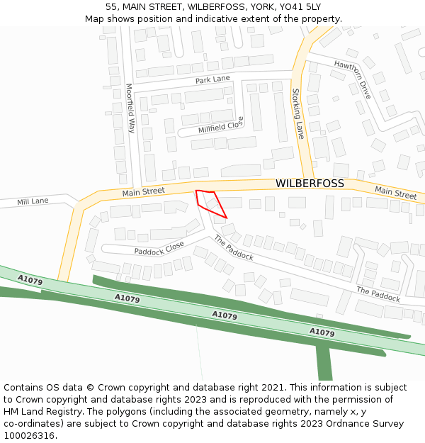 55, MAIN STREET, WILBERFOSS, YORK, YO41 5LY: Location map and indicative extent of plot