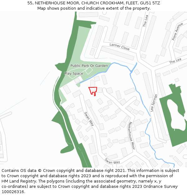 55, NETHERHOUSE MOOR, CHURCH CROOKHAM, FLEET, GU51 5TZ: Location map and indicative extent of plot