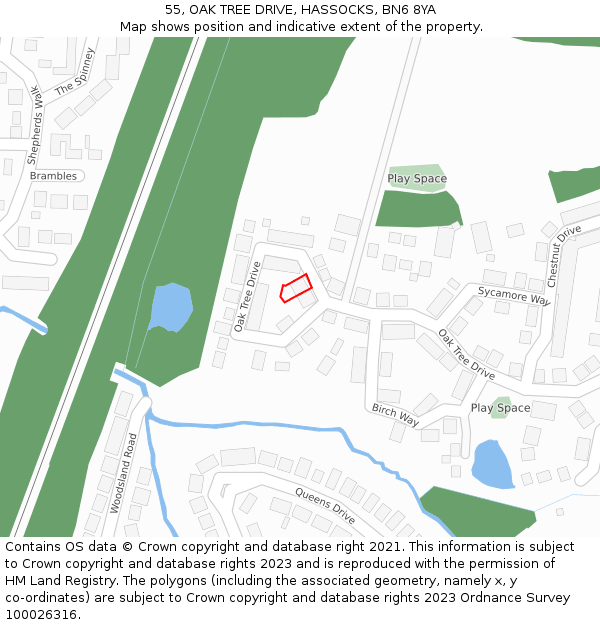 55, OAK TREE DRIVE, HASSOCKS, BN6 8YA: Location map and indicative extent of plot