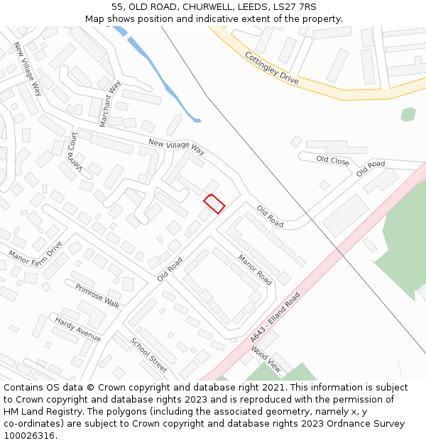 55, OLD ROAD, CHURWELL, LEEDS, LS27 7RS: Location map and indicative extent of plot