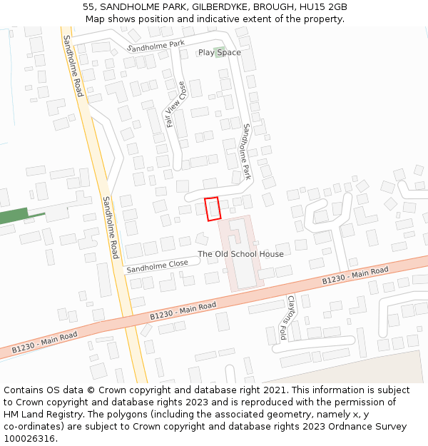 55, SANDHOLME PARK, GILBERDYKE, BROUGH, HU15 2GB: Location map and indicative extent of plot