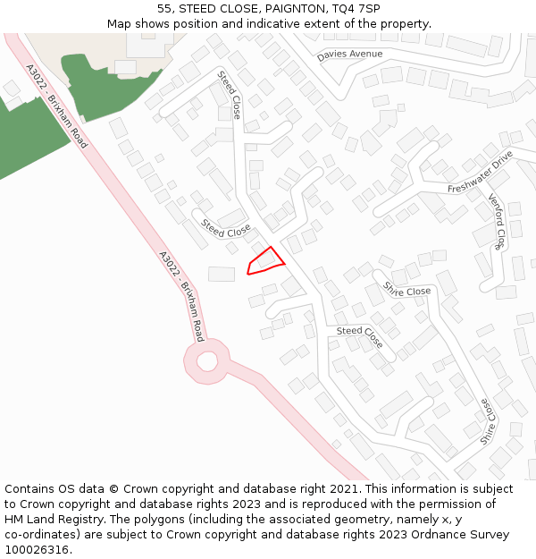 55, STEED CLOSE, PAIGNTON, TQ4 7SP: Location map and indicative extent of plot