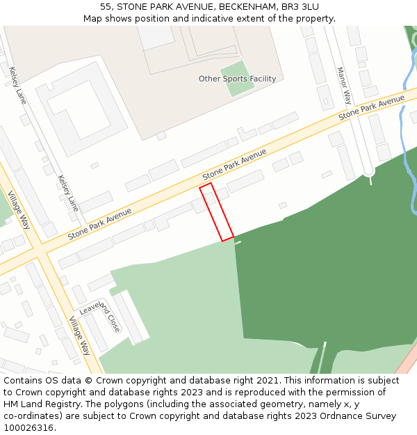55, STONE PARK AVENUE, BECKENHAM, BR3 3LU: Location map and indicative extent of plot
