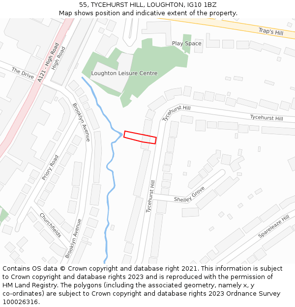 55, TYCEHURST HILL, LOUGHTON, IG10 1BZ: Location map and indicative extent of plot