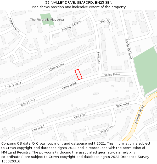 55, VALLEY DRIVE, SEAFORD, BN25 3BN: Location map and indicative extent of plot