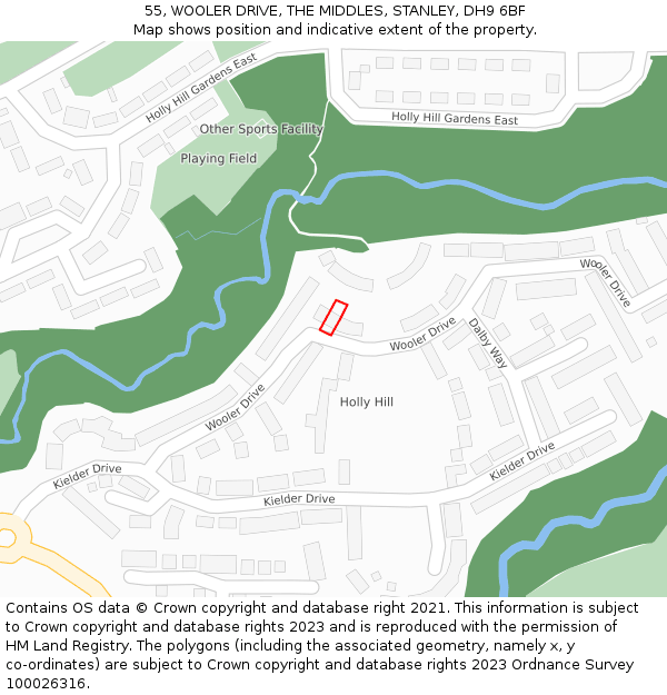 55, WOOLER DRIVE, THE MIDDLES, STANLEY, DH9 6BF: Location map and indicative extent of plot