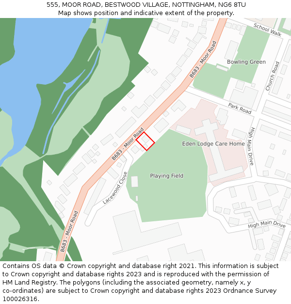 555, MOOR ROAD, BESTWOOD VILLAGE, NOTTINGHAM, NG6 8TU: Location map and indicative extent of plot
