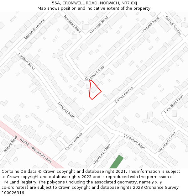 55A, CROMWELL ROAD, NORWICH, NR7 8XJ: Location map and indicative extent of plot