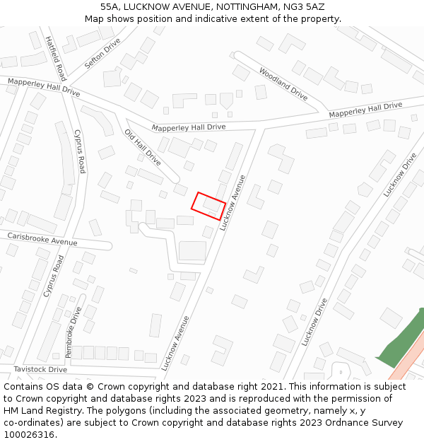 55A, LUCKNOW AVENUE, NOTTINGHAM, NG3 5AZ: Location map and indicative extent of plot