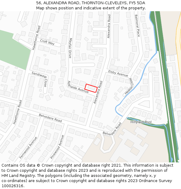 56, ALEXANDRA ROAD, THORNTON-CLEVELEYS, FY5 5DA: Location map and indicative extent of plot