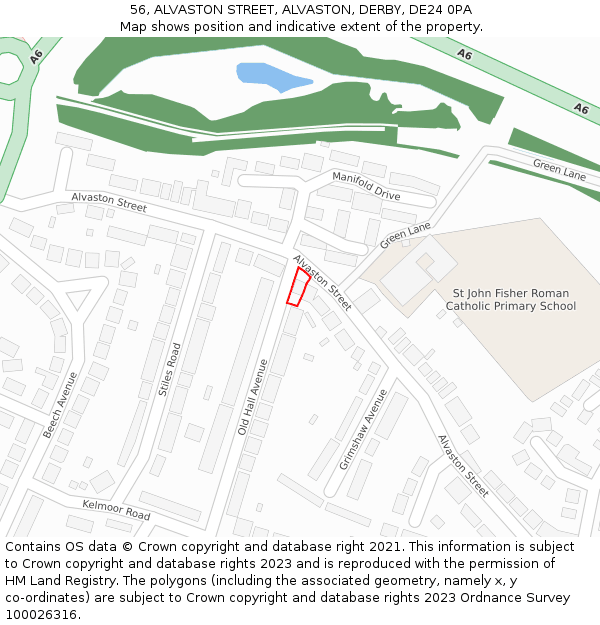 56, ALVASTON STREET, ALVASTON, DERBY, DE24 0PA: Location map and indicative extent of plot