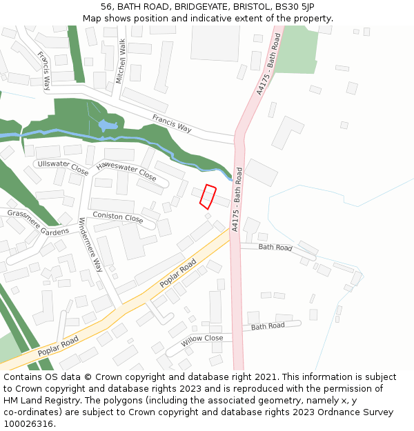 56, BATH ROAD, BRIDGEYATE, BRISTOL, BS30 5JP: Location map and indicative extent of plot