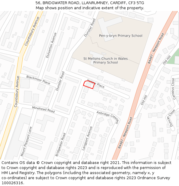 56, BRIDGWATER ROAD, LLANRUMNEY, CARDIFF, CF3 5TG: Location map and indicative extent of plot