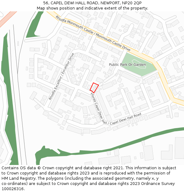 56, CAPEL DEWI HALL ROAD, NEWPORT, NP20 2QP: Location map and indicative extent of plot