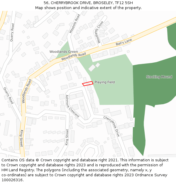 56, CHERRYBROOK DRIVE, BROSELEY, TF12 5SH: Location map and indicative extent of plot