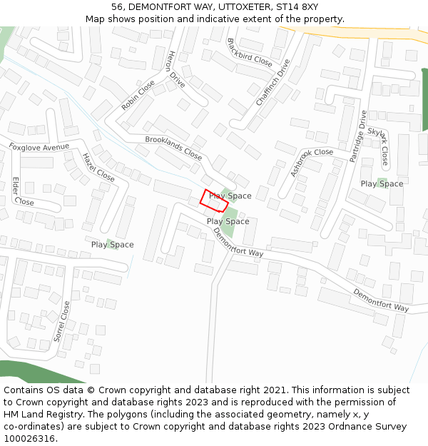 56, DEMONTFORT WAY, UTTOXETER, ST14 8XY: Location map and indicative extent of plot