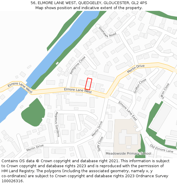 56, ELMORE LANE WEST, QUEDGELEY, GLOUCESTER, GL2 4PS: Location map and indicative extent of plot