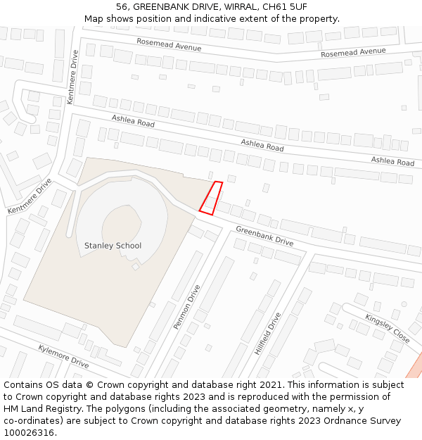 56, GREENBANK DRIVE, WIRRAL, CH61 5UF: Location map and indicative extent of plot