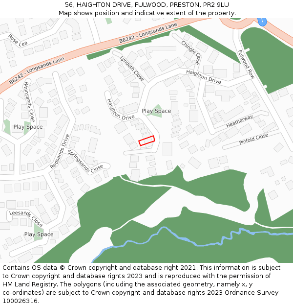 56, HAIGHTON DRIVE, FULWOOD, PRESTON, PR2 9LU: Location map and indicative extent of plot