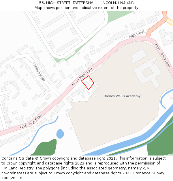 56, HIGH STREET, TATTERSHALL, LINCOLN, LN4 4NN: Location map and indicative extent of plot