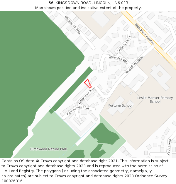 56, KINGSDOWN ROAD, LINCOLN, LN6 0FB: Location map and indicative extent of plot