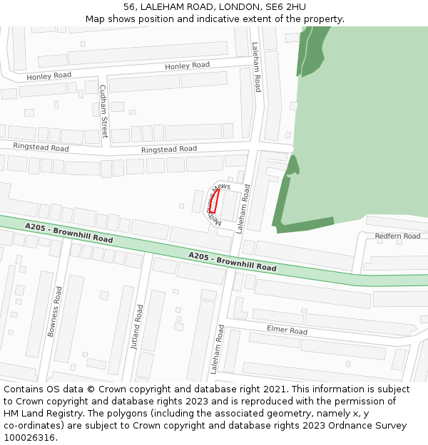 56, LALEHAM ROAD, LONDON, SE6 2HU: Location map and indicative extent of plot