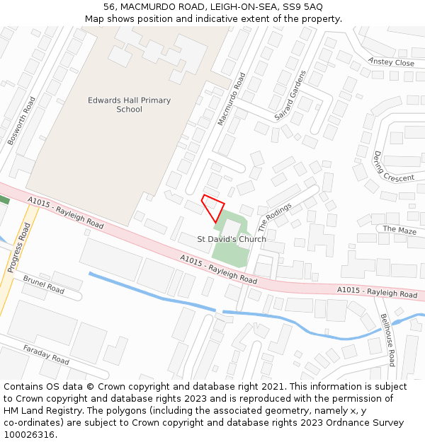 56, MACMURDO ROAD, LEIGH-ON-SEA, SS9 5AQ: Location map and indicative extent of plot