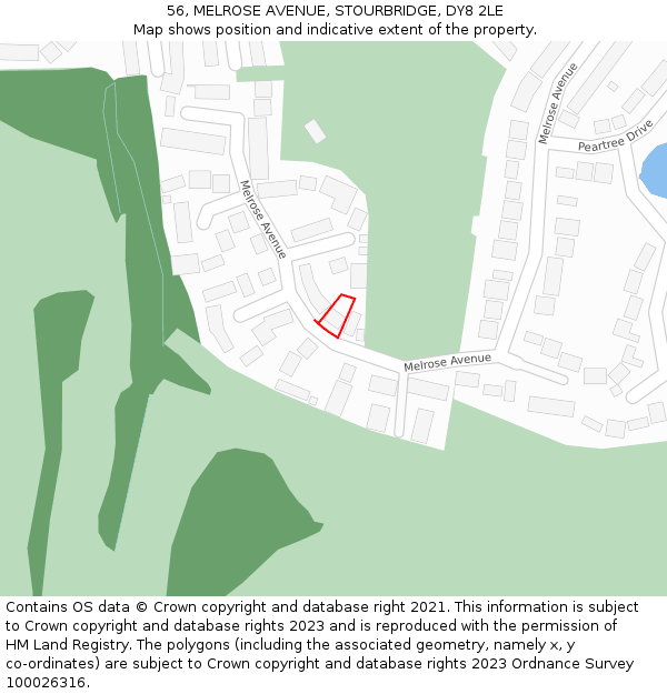 56, MELROSE AVENUE, STOURBRIDGE, DY8 2LE: Location map and indicative extent of plot