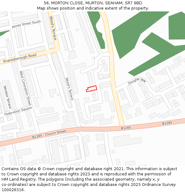 56, MORTON CLOSE, MURTON, SEAHAM, SR7 9BD: Location map and indicative extent of plot