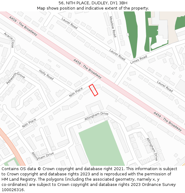 56, NITH PLACE, DUDLEY, DY1 3BH: Location map and indicative extent of plot