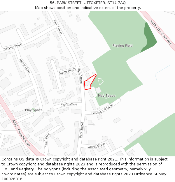 56, PARK STREET, UTTOXETER, ST14 7AQ: Location map and indicative extent of plot