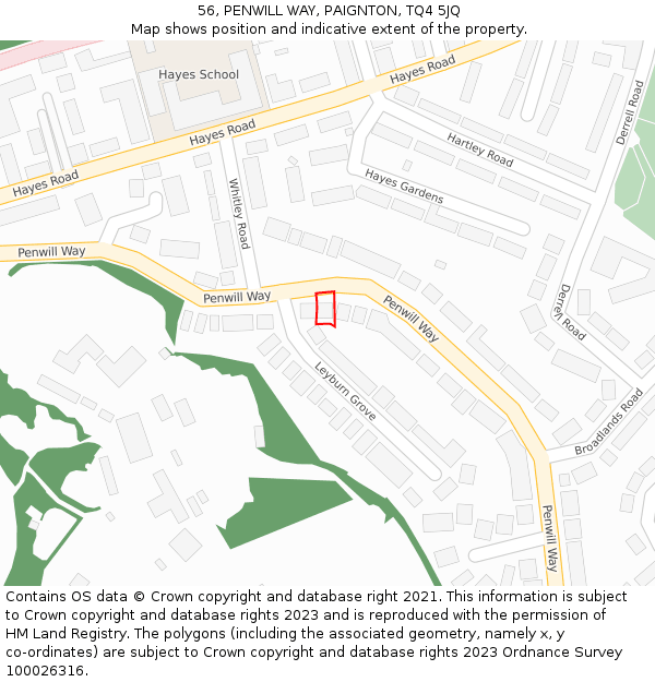 56, PENWILL WAY, PAIGNTON, TQ4 5JQ: Location map and indicative extent of plot