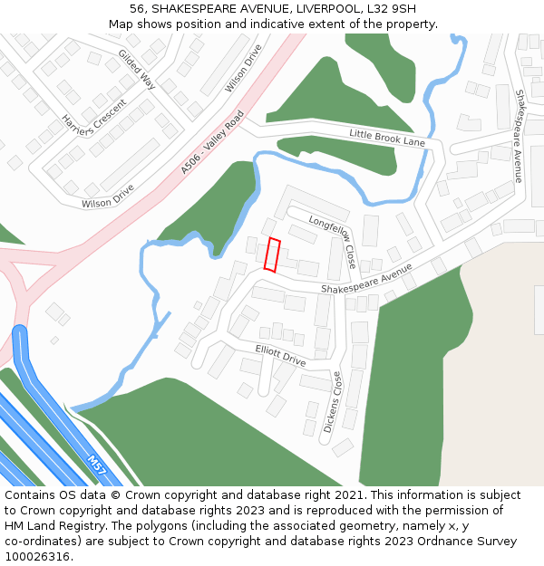 56, SHAKESPEARE AVENUE, LIVERPOOL, L32 9SH: Location map and indicative extent of plot