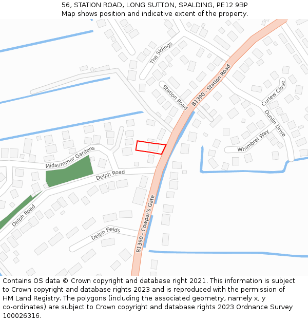 56, STATION ROAD, LONG SUTTON, SPALDING, PE12 9BP: Location map and indicative extent of plot