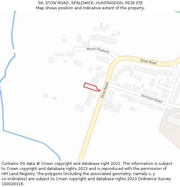 56, STOW ROAD, SPALDWICK, HUNTINGDON, PE28 0TE: Location map and indicative extent of plot