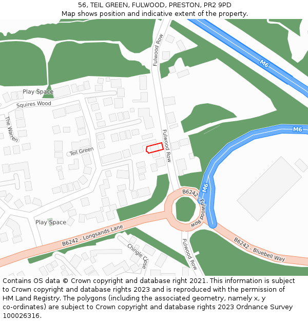 56, TEIL GREEN, FULWOOD, PRESTON, PR2 9PD: Location map and indicative extent of plot