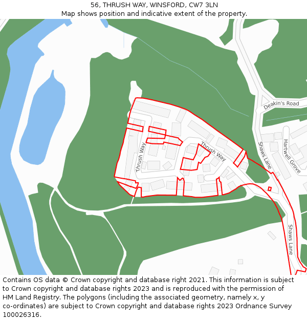 56, THRUSH WAY, WINSFORD, CW7 3LN: Location map and indicative extent of plot
