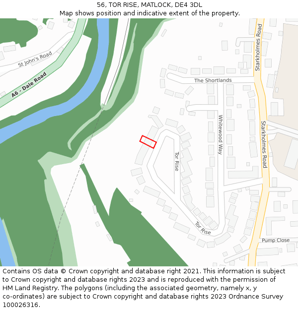 56, TOR RISE, MATLOCK, DE4 3DL: Location map and indicative extent of plot