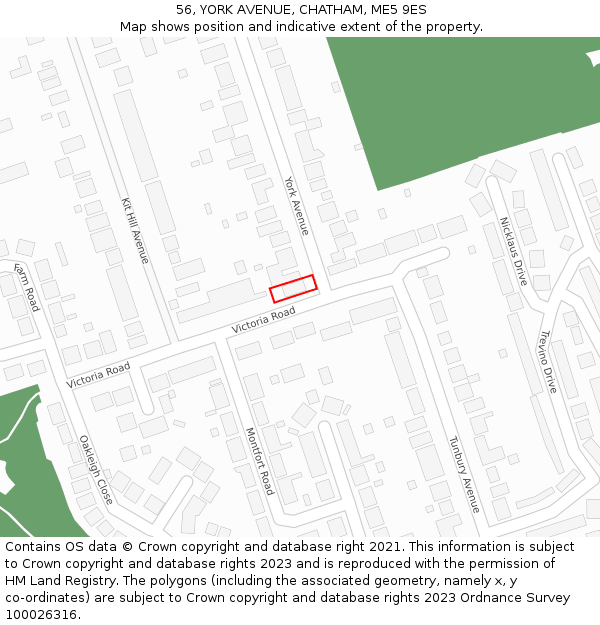 56, YORK AVENUE, CHATHAM, ME5 9ES: Location map and indicative extent of plot