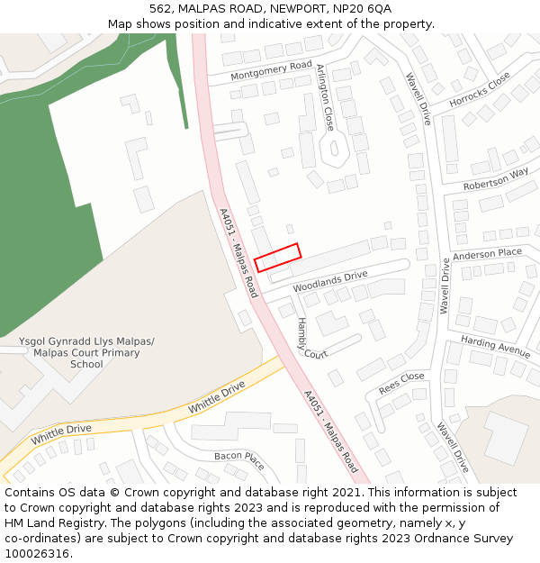 562, MALPAS ROAD, NEWPORT, NP20 6QA: Location map and indicative extent of plot