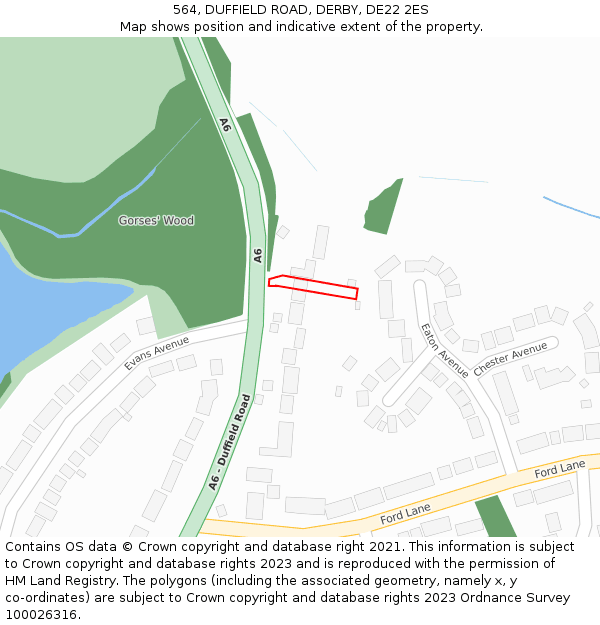 564, DUFFIELD ROAD, DERBY, DE22 2ES: Location map and indicative extent of plot