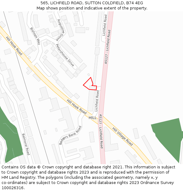 565, LICHFIELD ROAD, SUTTON COLDFIELD, B74 4EG: Location map and indicative extent of plot