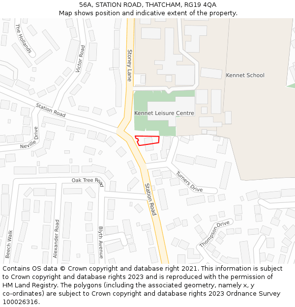 56A, STATION ROAD, THATCHAM, RG19 4QA: Location map and indicative extent of plot
