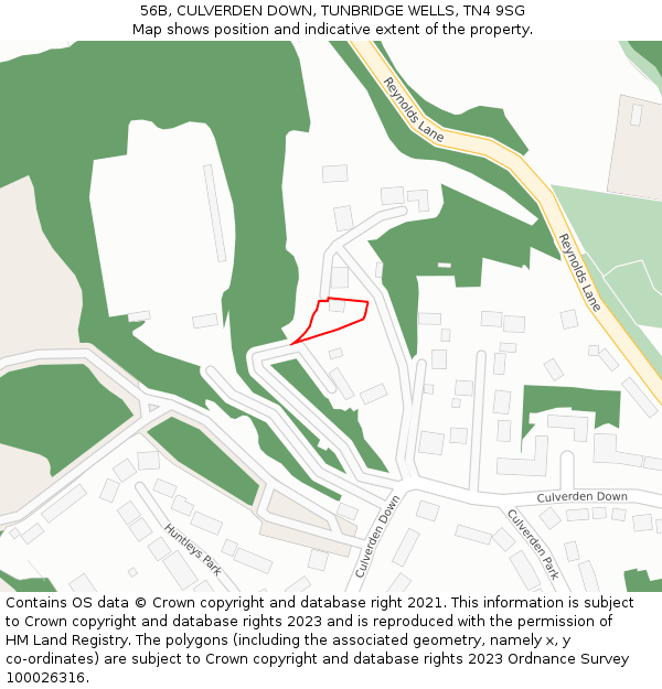 56B, CULVERDEN DOWN, TUNBRIDGE WELLS, TN4 9SG: Location map and indicative extent of plot