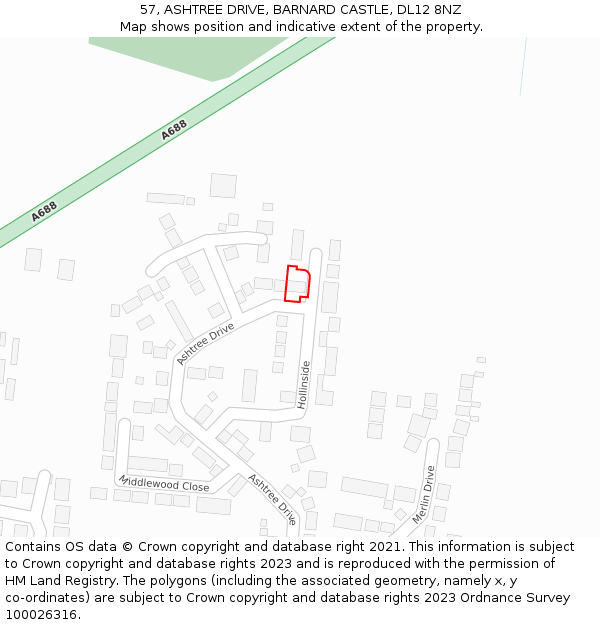 57, ASHTREE DRIVE, BARNARD CASTLE, DL12 8NZ: Location map and indicative extent of plot