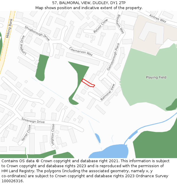 57, BALMORAL VIEW, DUDLEY, DY1 2TP: Location map and indicative extent of plot