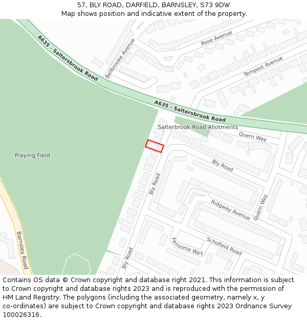 57, BLY ROAD, DARFIELD, BARNSLEY, S73 9DW: Location map and indicative extent of plot