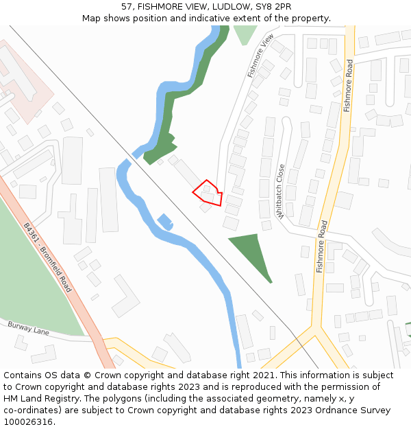 57, FISHMORE VIEW, LUDLOW, SY8 2PR: Location map and indicative extent of plot