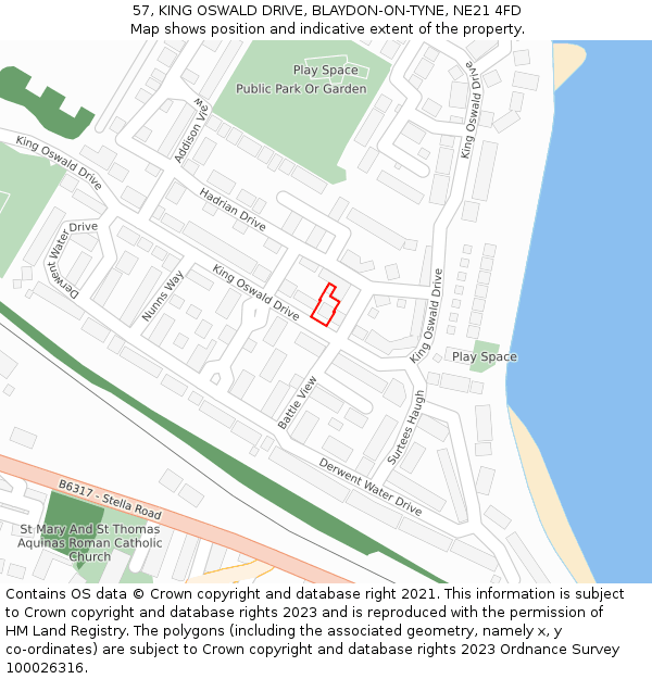 57, KING OSWALD DRIVE, BLAYDON-ON-TYNE, NE21 4FD: Location map and indicative extent of plot