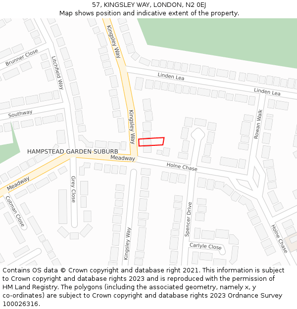 57, KINGSLEY WAY, LONDON, N2 0EJ: Location map and indicative extent of plot